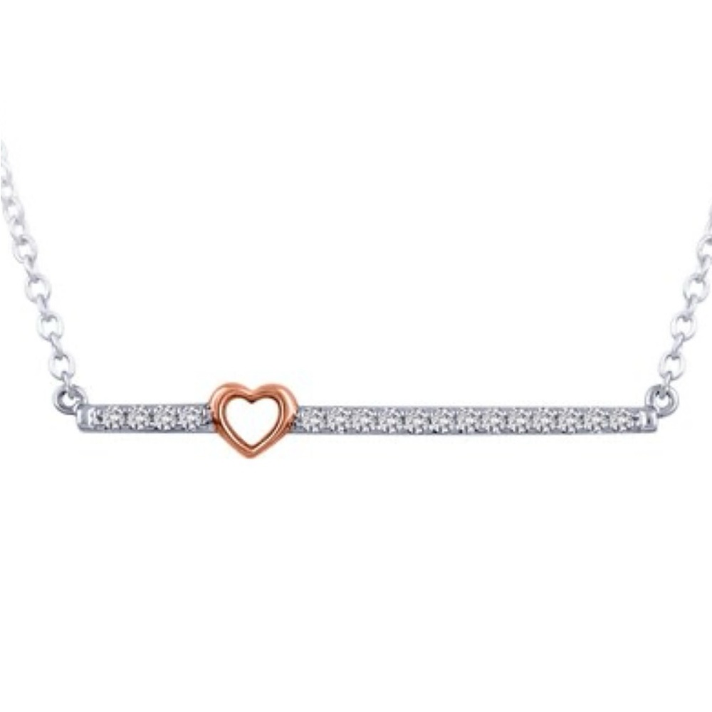10K white gold 1/10 cttw diamond bar neckless.